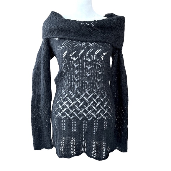 Theory Mohair & Wool Blend Open Knit Sweater Black S - Picture 1 of 5
